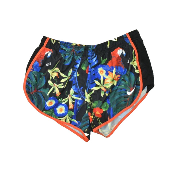 Nike Dri-FIT Tempo Running Shorts Womens Regular Size L Tropical Parrot Print Li - Picture 1 of 8